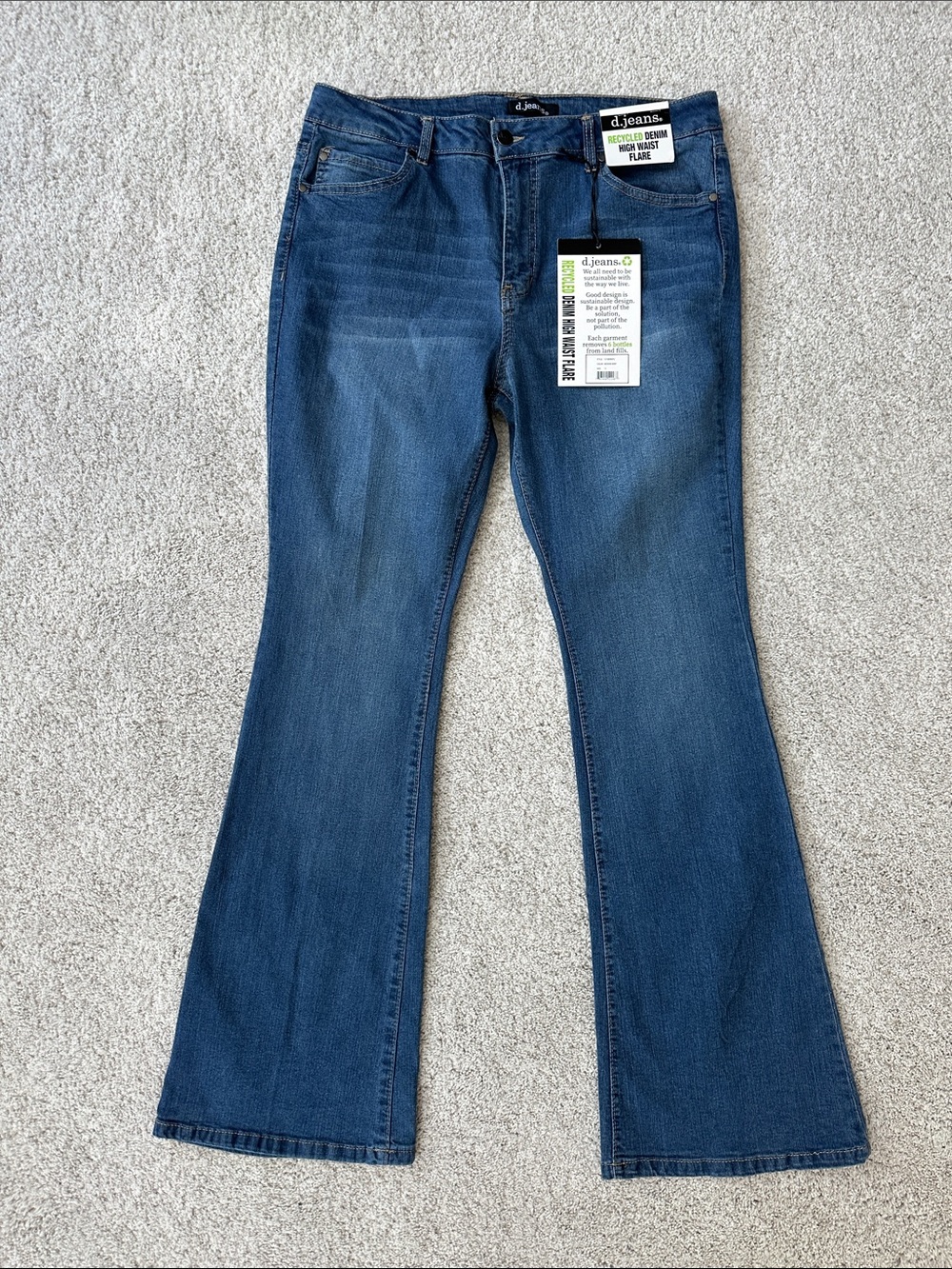 d. Jeans Recycled Denim High Waist Flare Jeans NWT - Picture 4 of 11